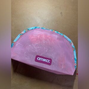 NWT Amika Pink and Orange Mesh Bag and Scrunchies